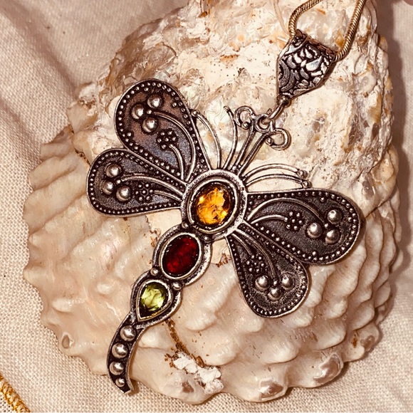 Artisan Jewelry - Firefly handcrafted Topaz multi-gem Pendant